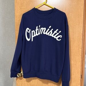 Men’s Goodfellow Navy Blue 'Optimistic' Crew Neck Sweatshirt, Size Large